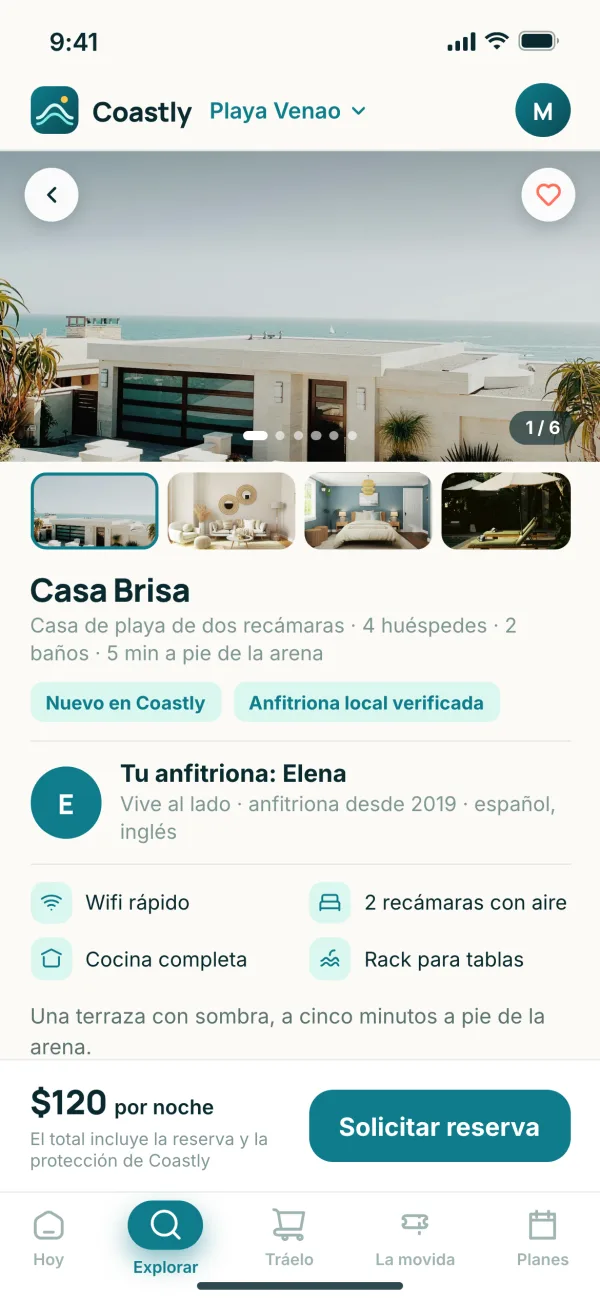 Un alojamiento con fotos y una solicitud de reserva